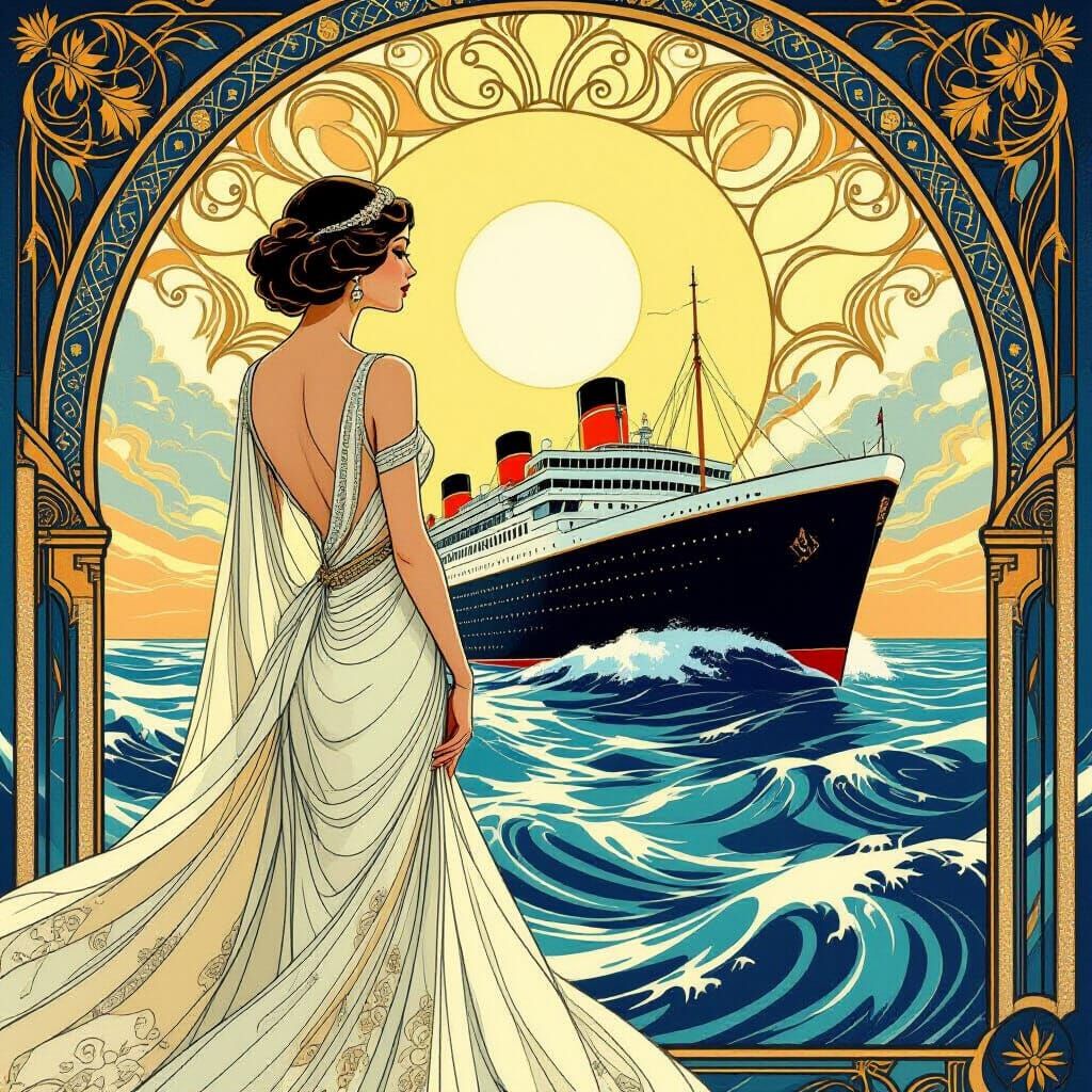 Art Deco Woman on Ocean Liner