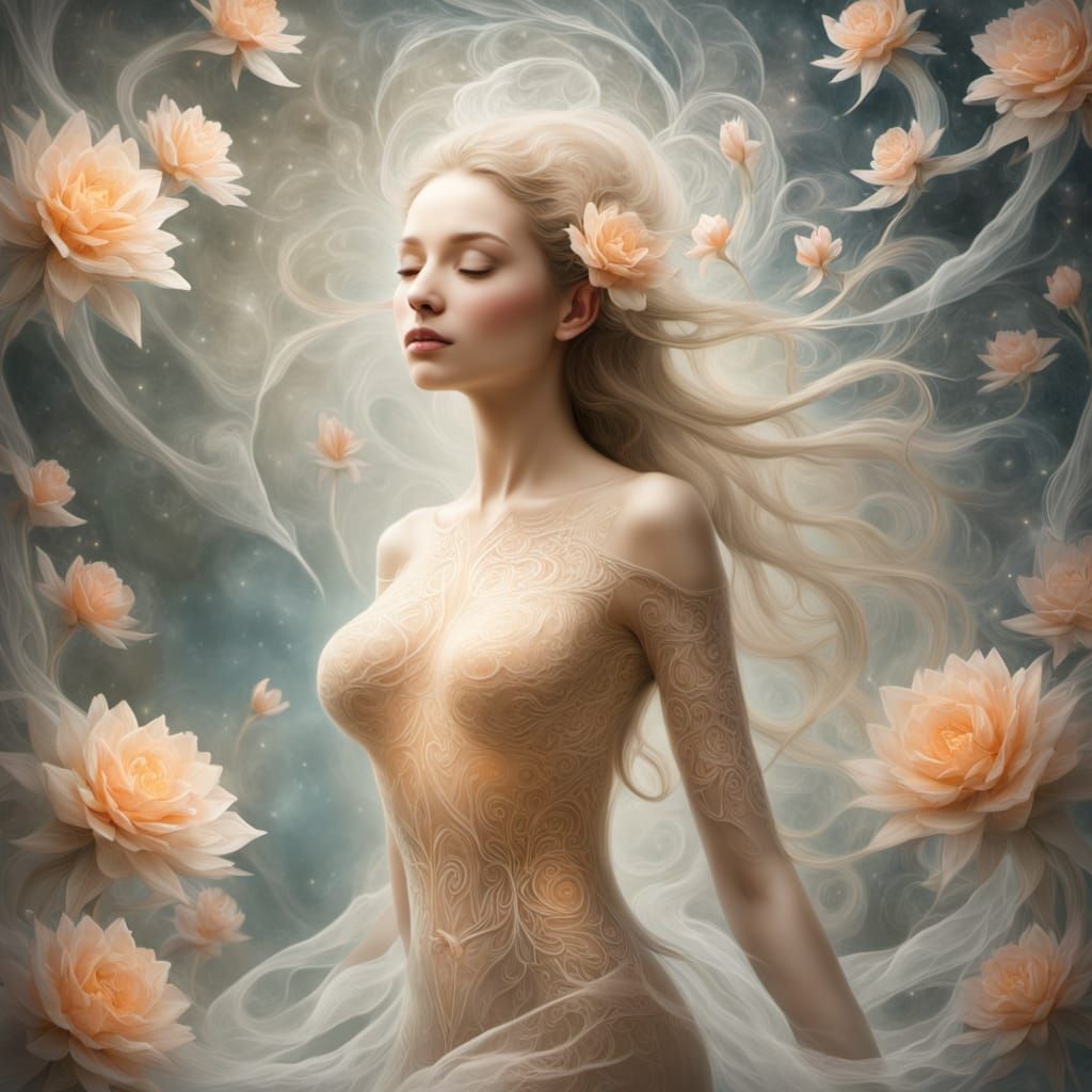 Grace Blooms Within: Surreal Inner Peace and Enlightenment