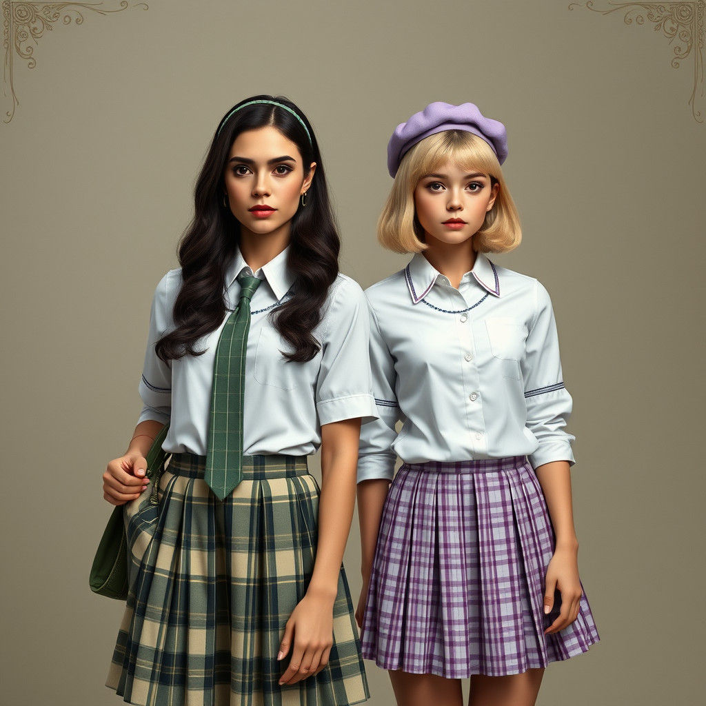 Camilla Mendes and Maya Hawke in School Uniforms