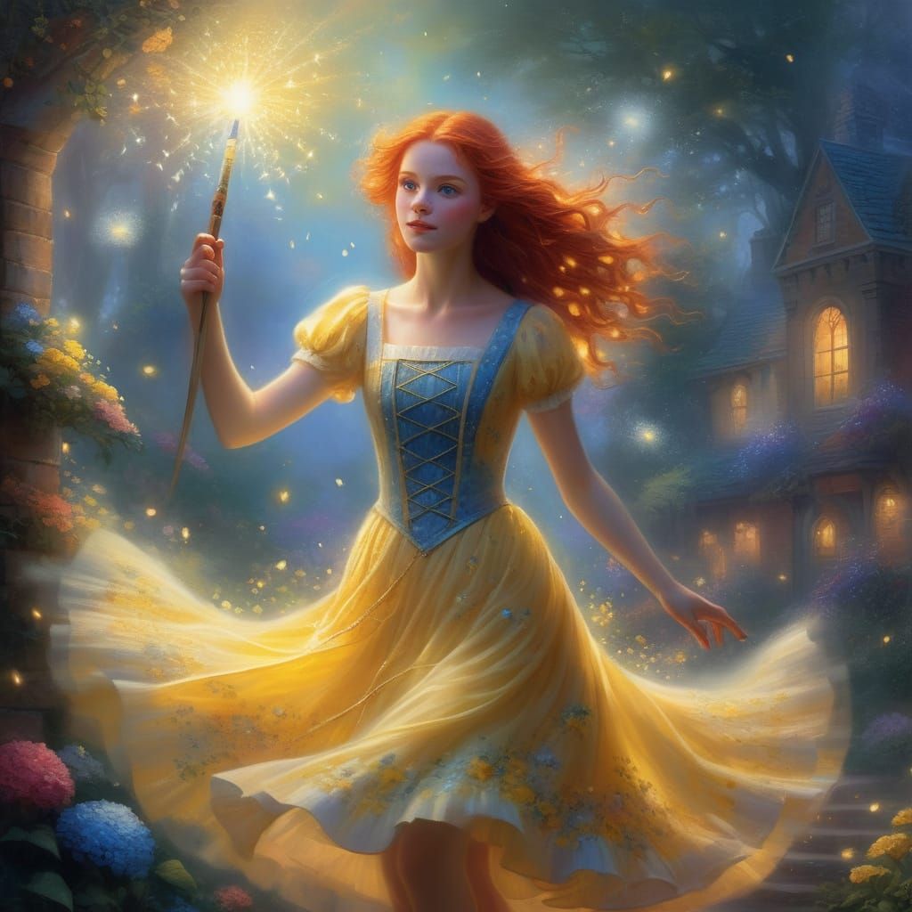 Ethereal Fantasy Art: Woman Paints Magic Glow