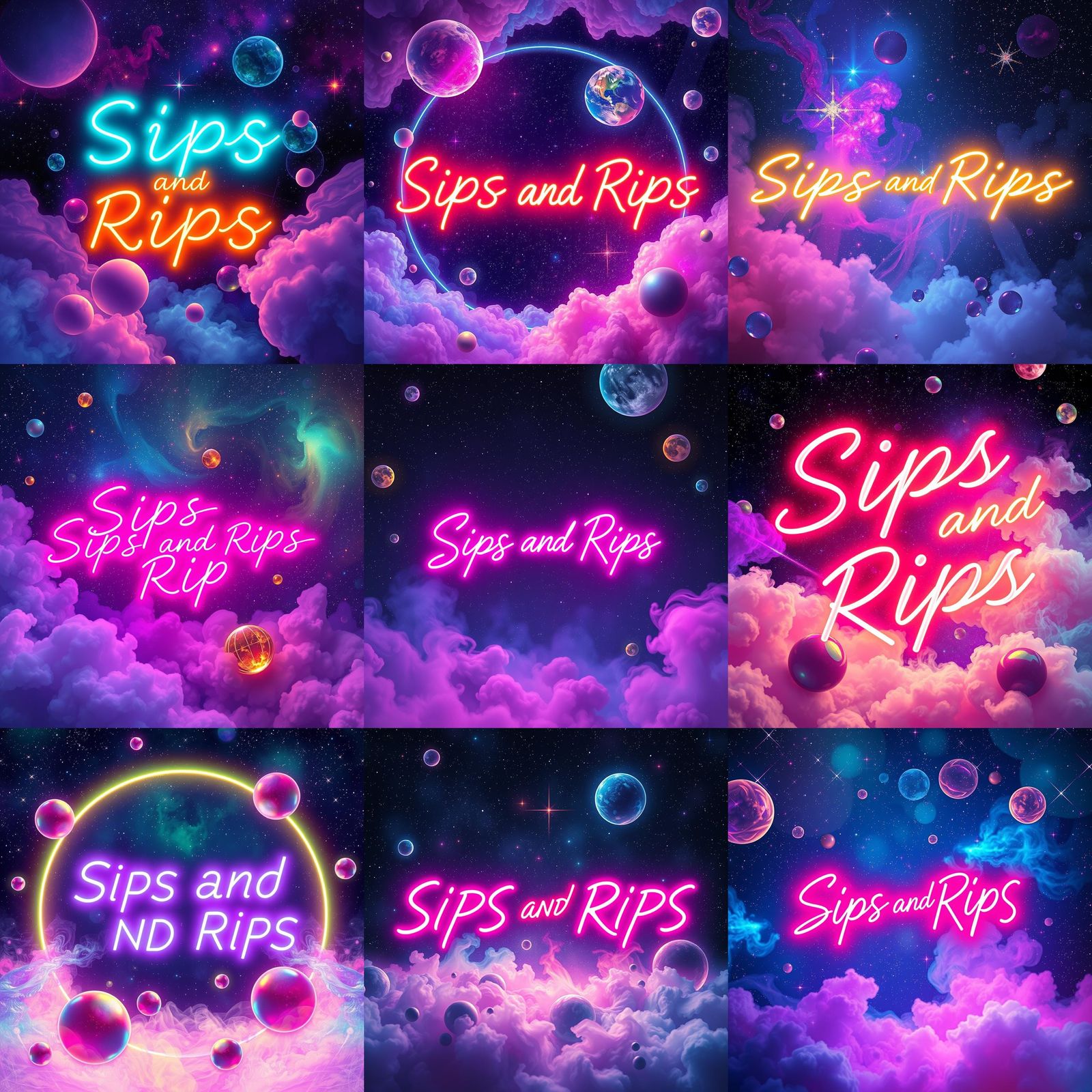 Cosmic Neon 'Sips and Rips' Illustration