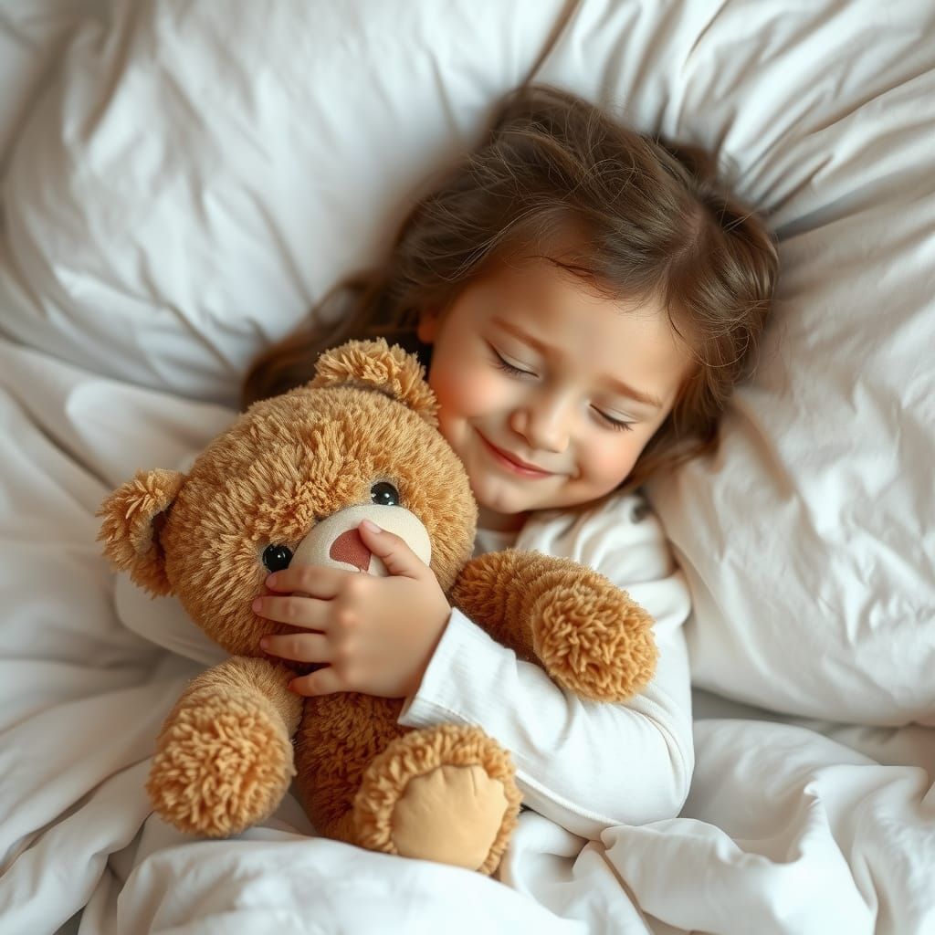 Peaceful Dream: Girl Sleeping with Teddy Bear