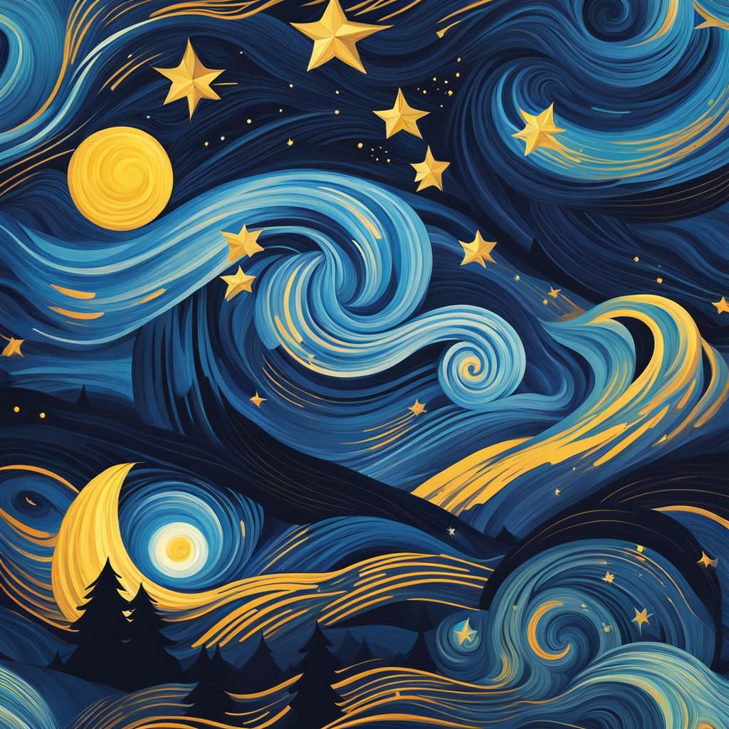 Celestial Night Sky in Van Gogh Style