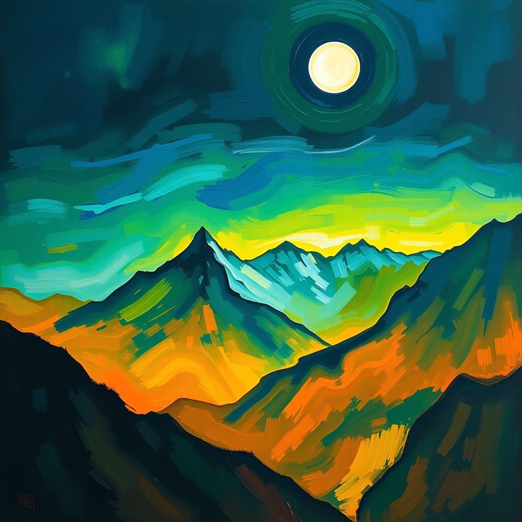 Dark Moonlit Majesty of a Mountain Range