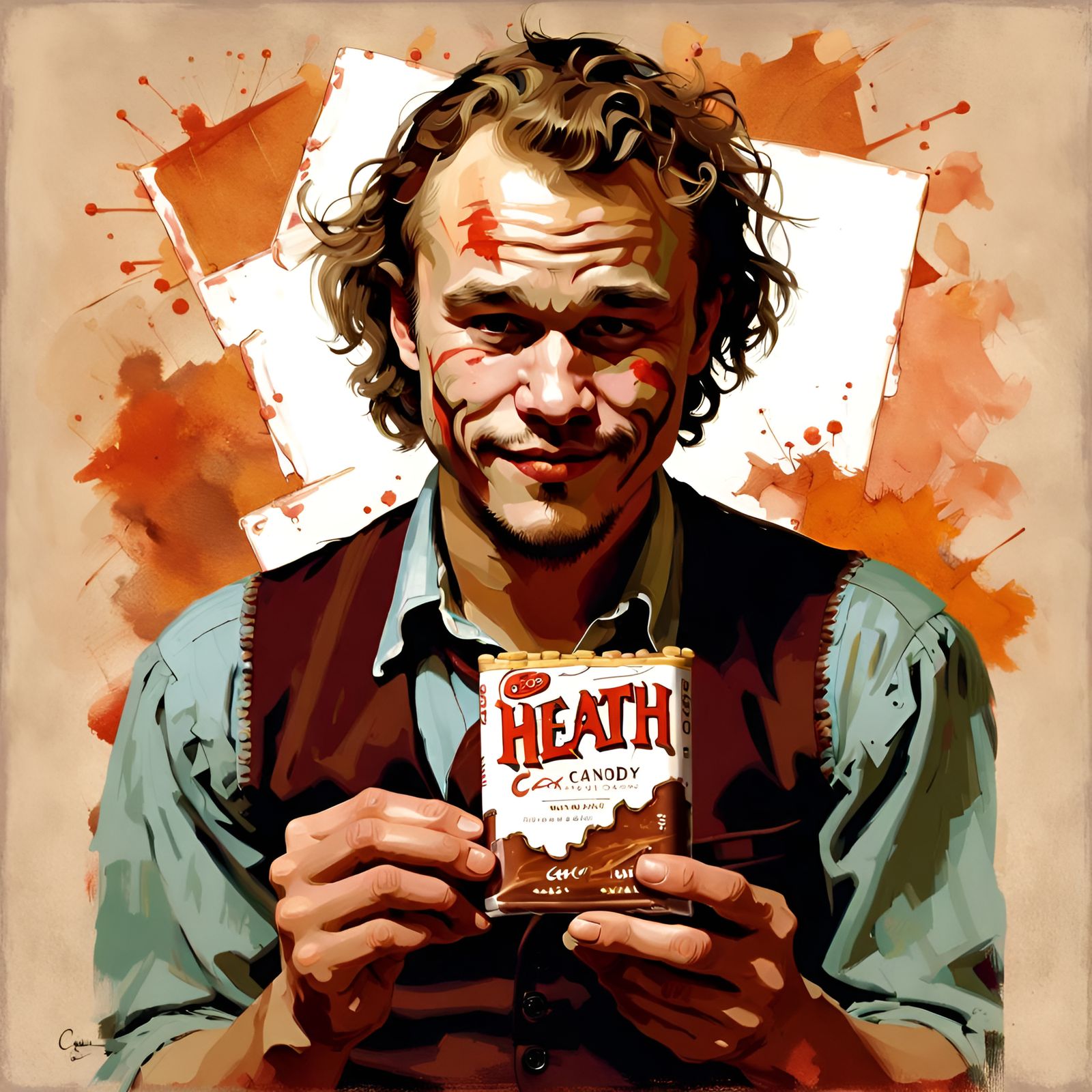 Heath Ledger Portrait in Pin-Up Style