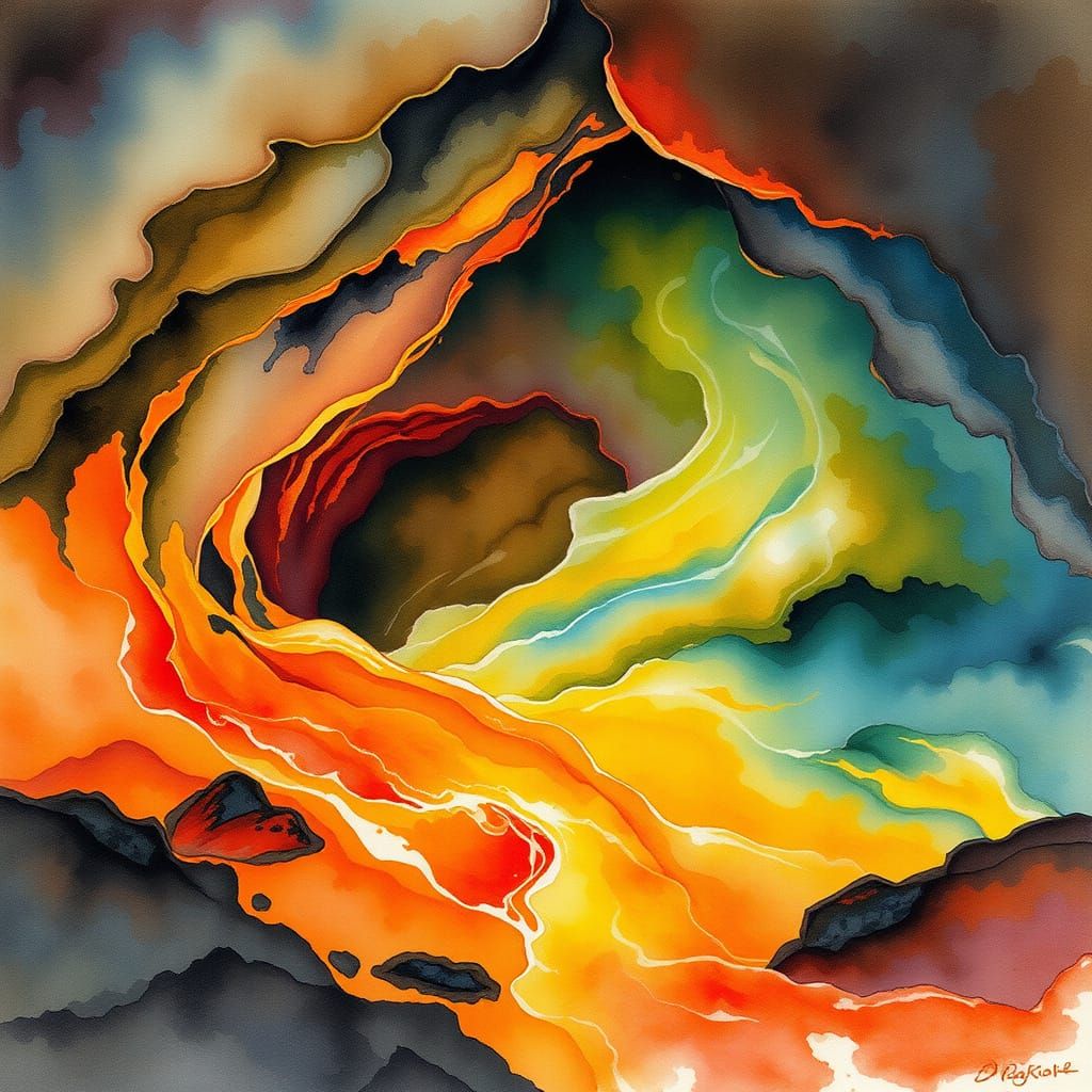 Abstract Magma Landscape in Earthy Tones