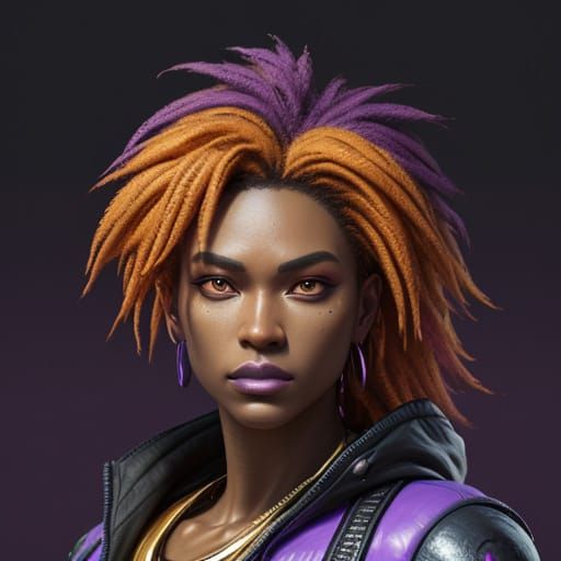 Vibrant Purple and Orange Digital Art