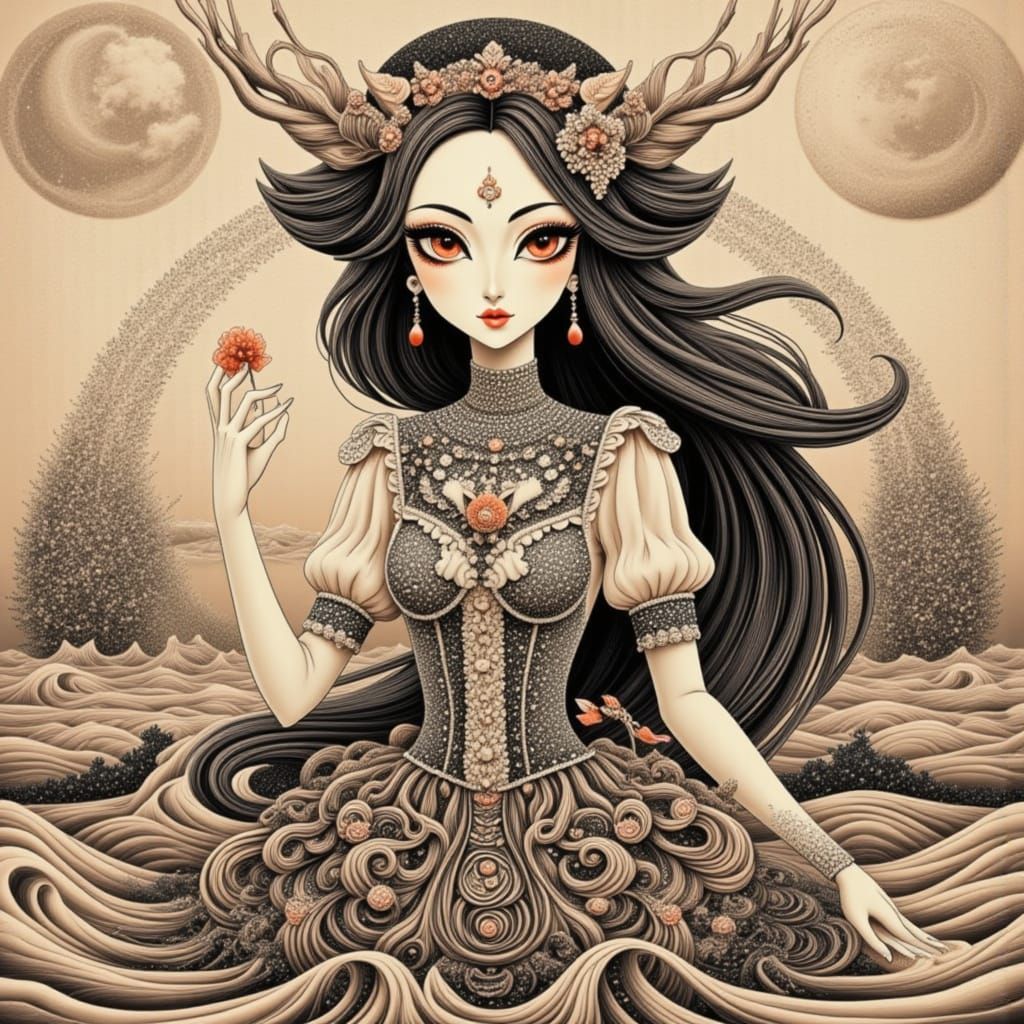 Soft Powder and Cinnamon Swirls AI Art