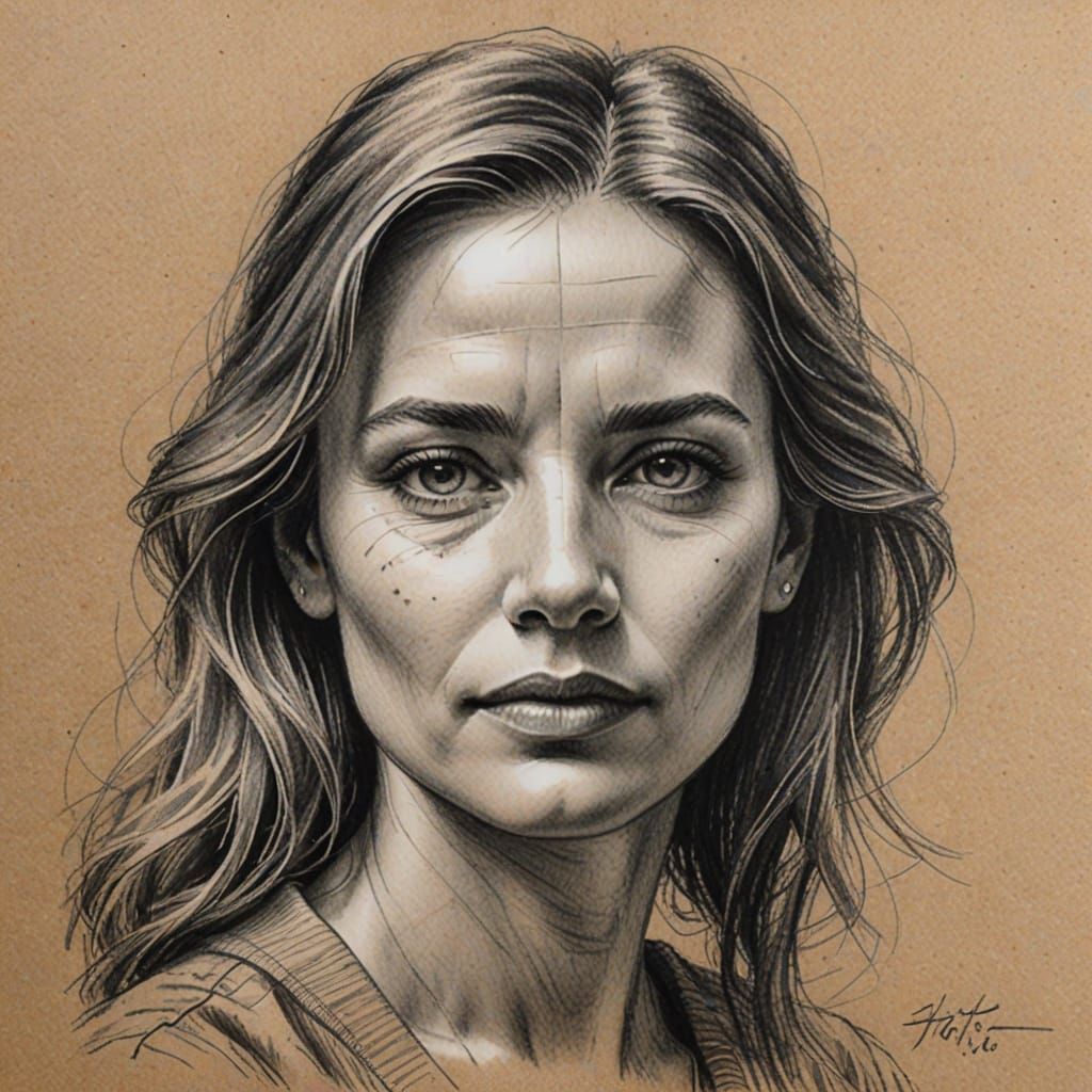 Pencil Sketch of a Woman with Delicate Features