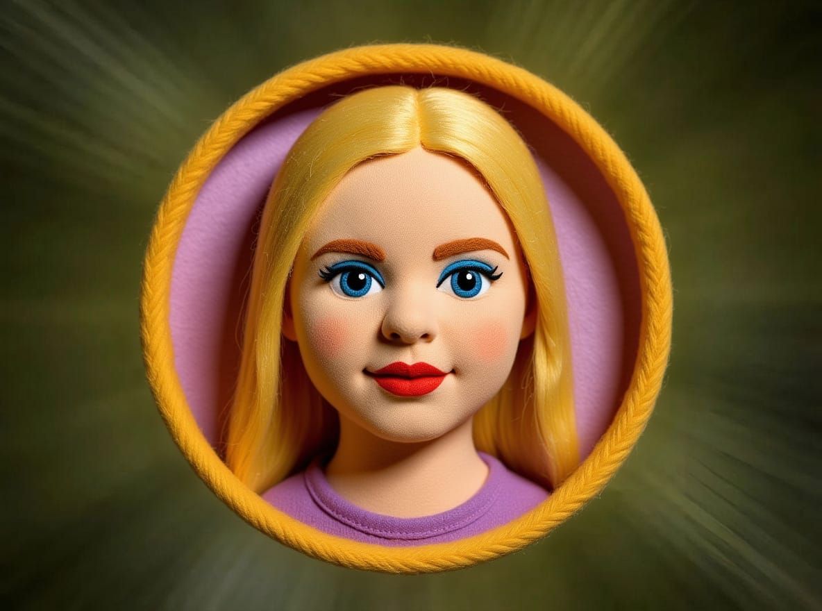 Pink Power Ranger in Felted Wool Art Style