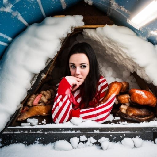 Hot mess in a igloo made of meat