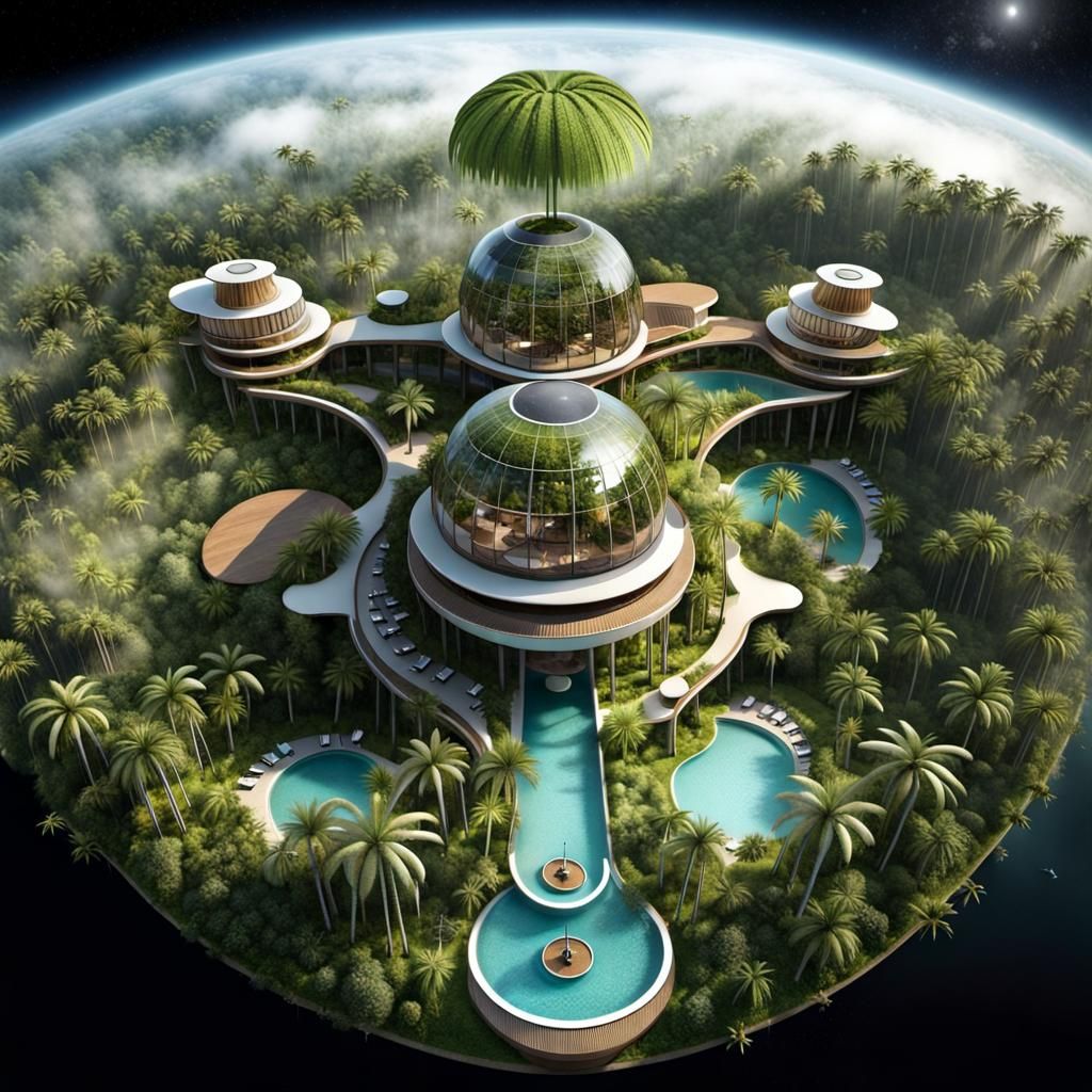 Futuristic Tropical Jungle Resort Hotel Concept