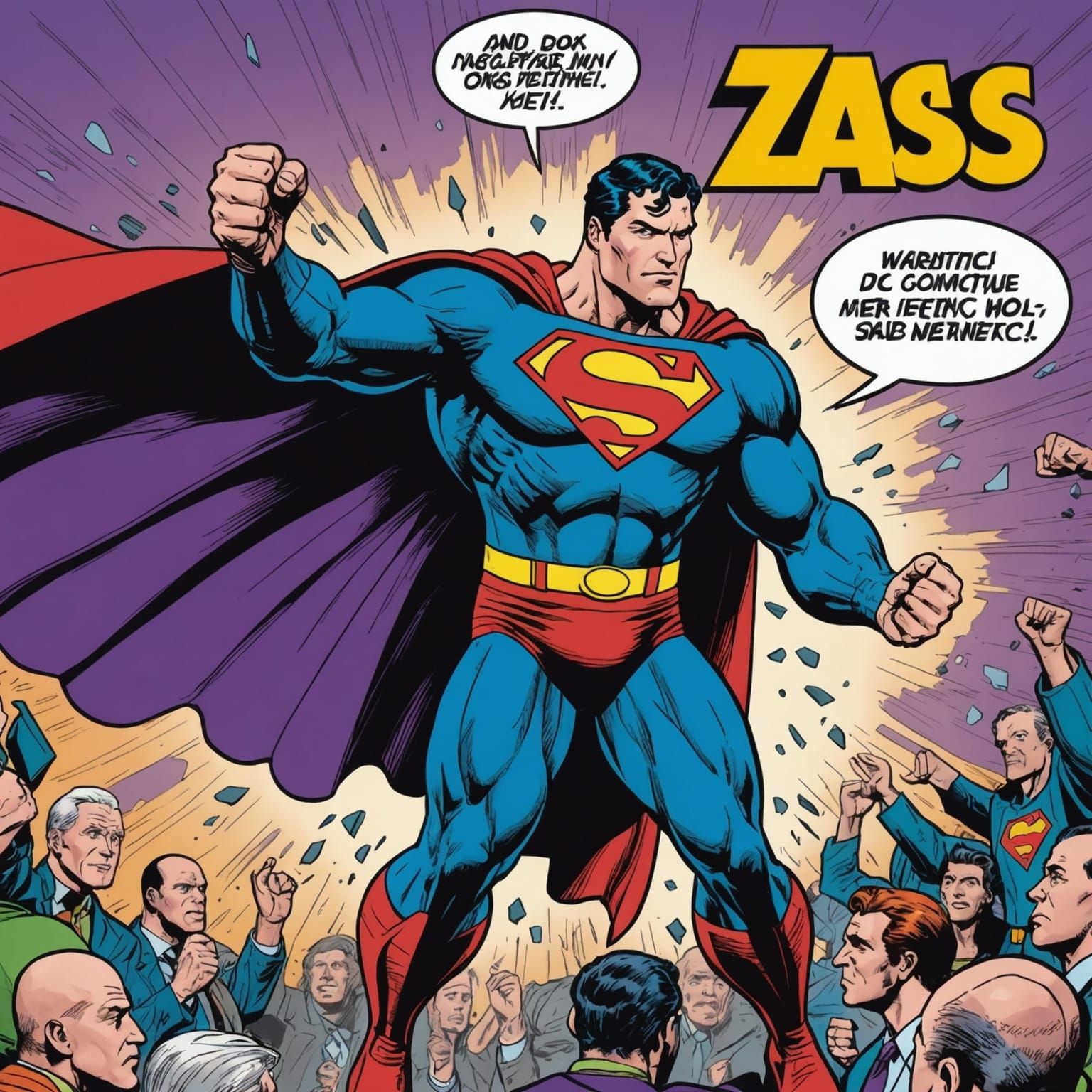 Superman Punches Luthor: Comic Book Panel in 8K