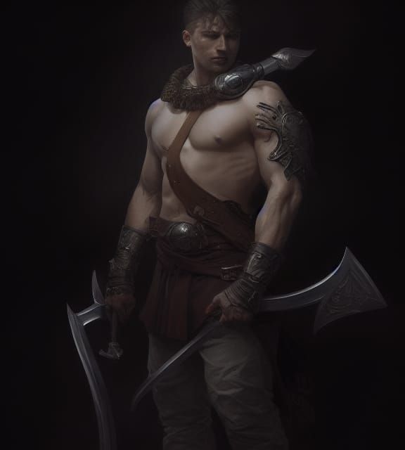 Warrior vs Wolf: Hyperdetailed 8k Concept Art