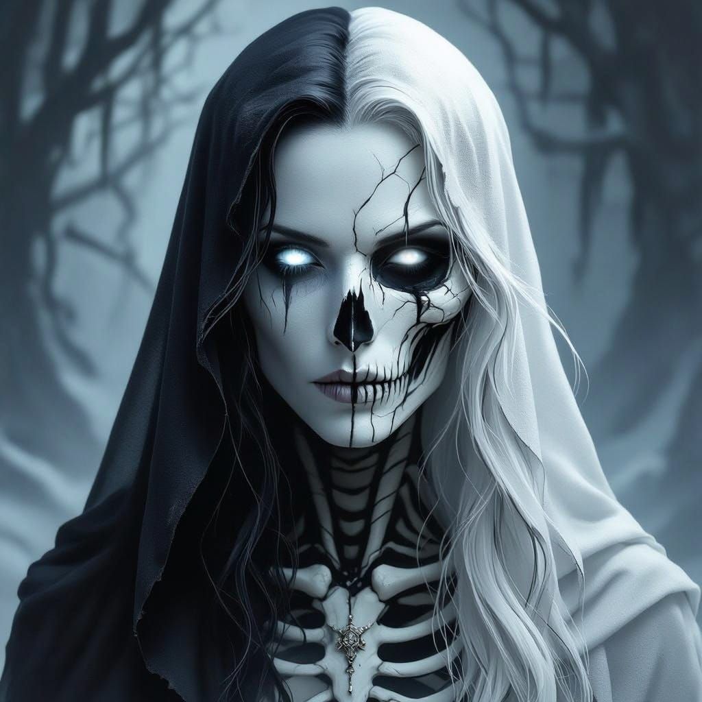 Norse Goddess of the Dead in Ethereal Contrast