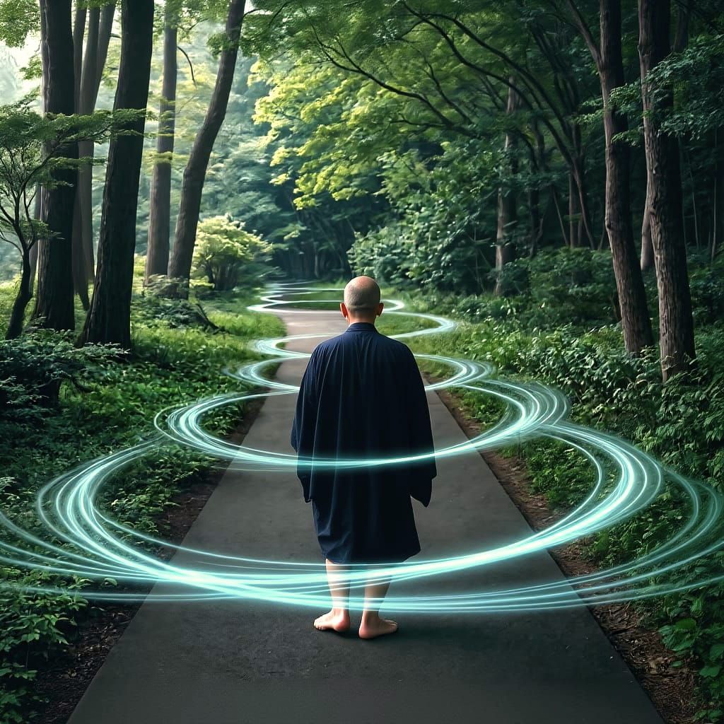 Photorealistic Monk with Energy Rings