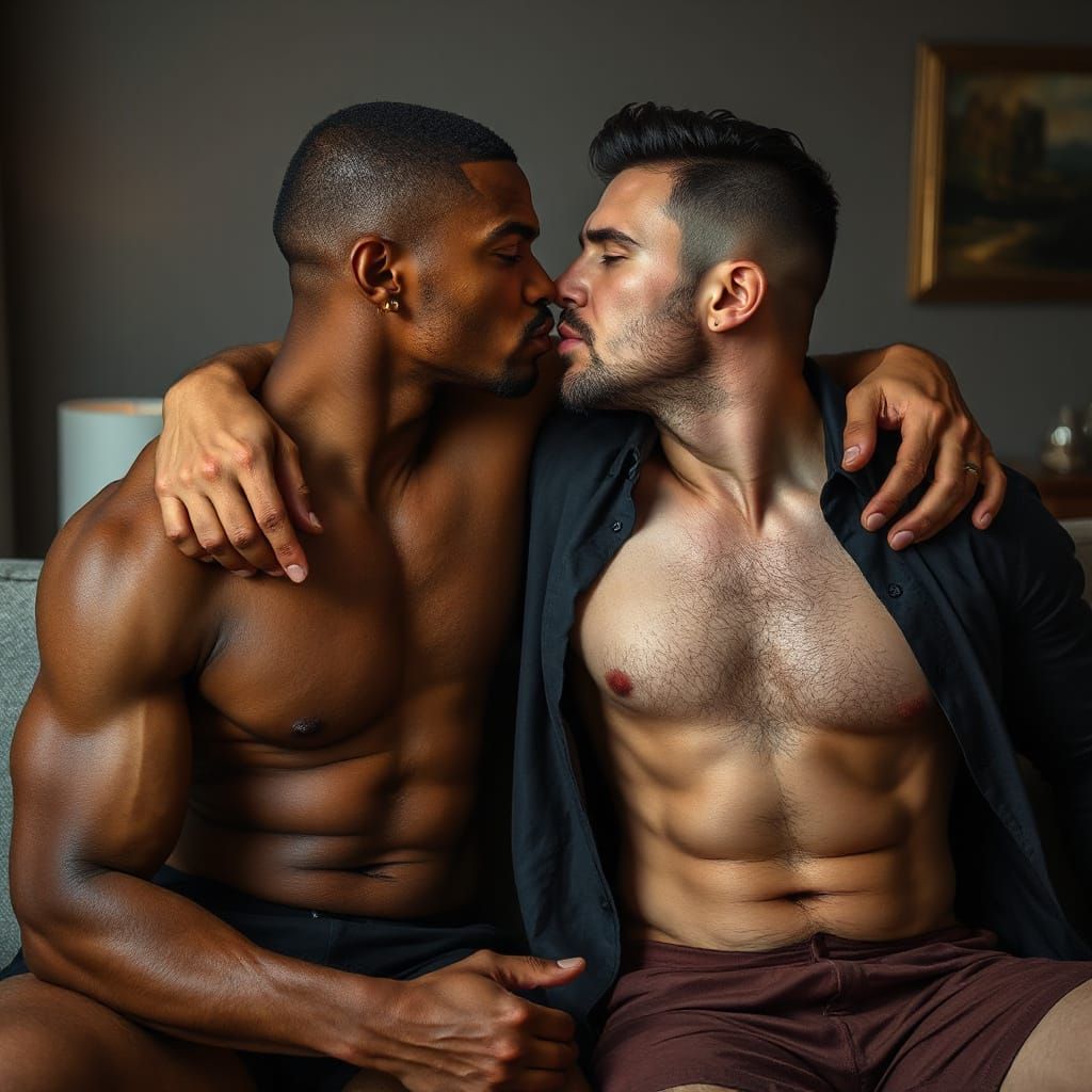 Passionate Embrace: Two Men in Love