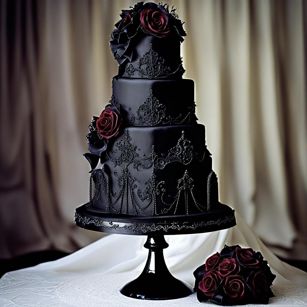 Elegant Gothic Wedding Cake Design