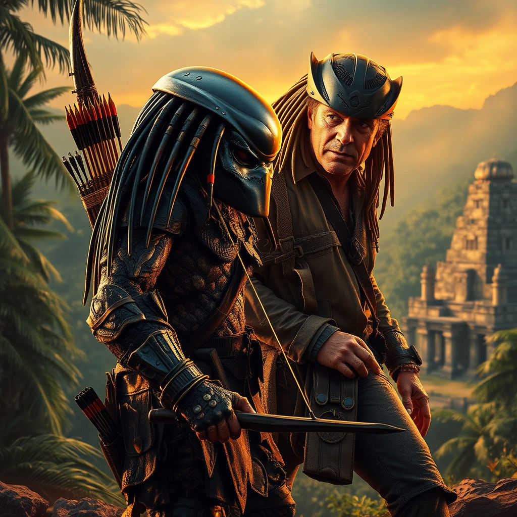 Rambo vs Predator: Hyperrealistic Jungle Showdown