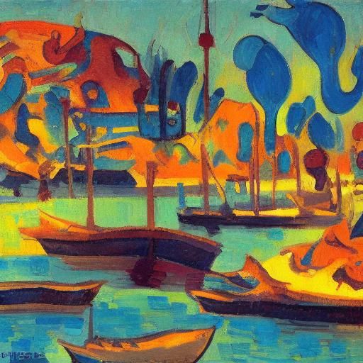 Colorful Coral Reef in Cubist Oil Painting Style