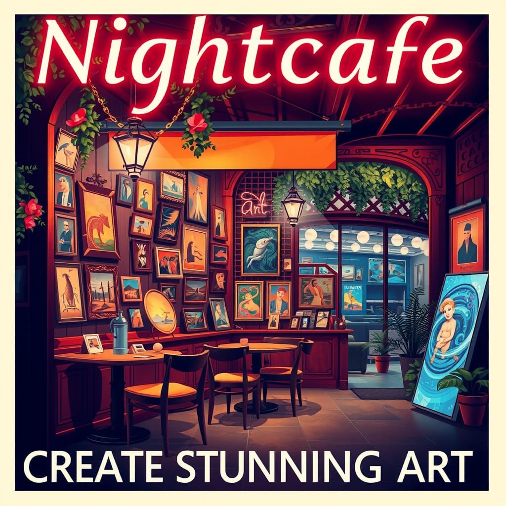 Night Cafe AI Art Gallery Travel Poster