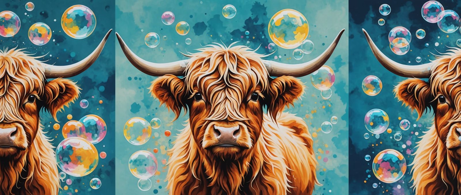 Fluffy Highland Cow T-Shirt Designs in Acrylic
