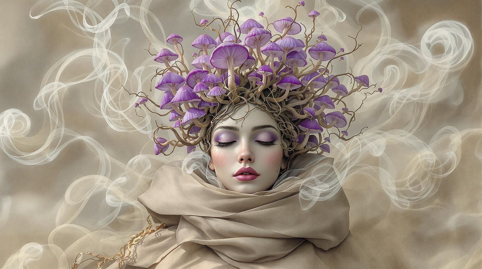 Enchanted Mystic with Purple Fungi