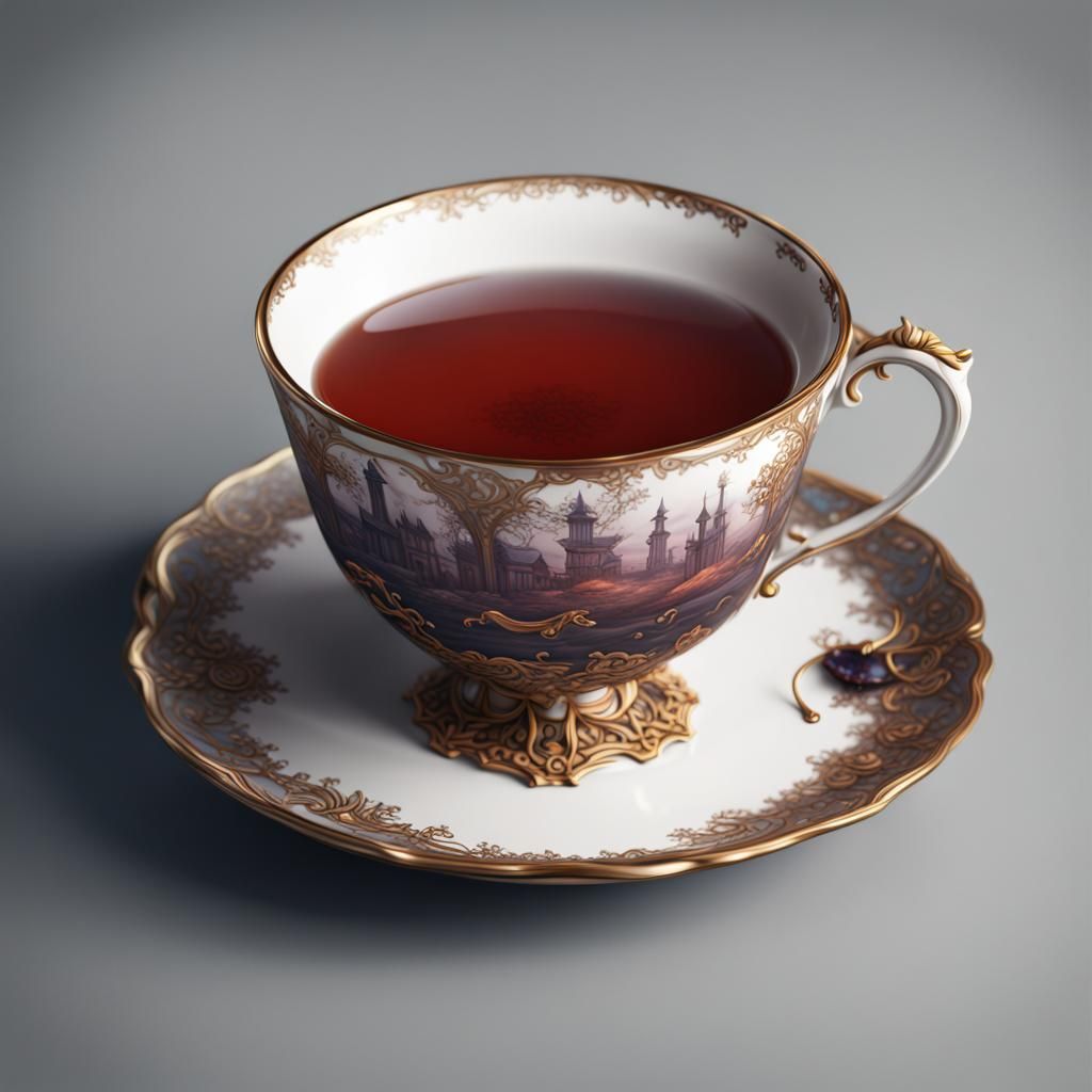 Fantastical Tea Cup in Detailed Matte Painting