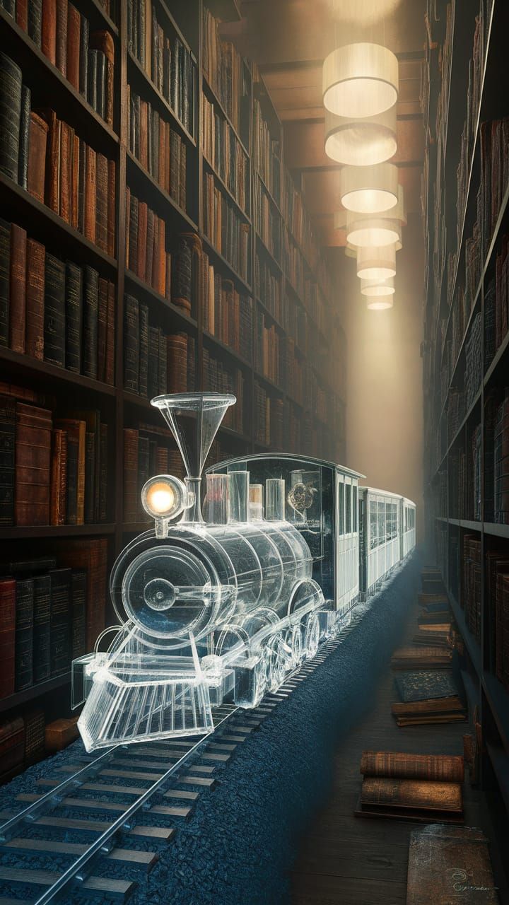 Enchanted Train Rides Among Whimsical Bookshelves in Dreamy ...