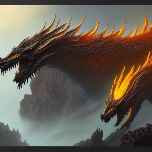 Fantastical Mist Dragon in Detailed Matte Painting