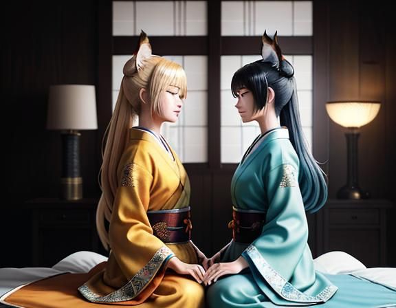 Kitsune Lovers: Kiss in Manga-Inspired 3D