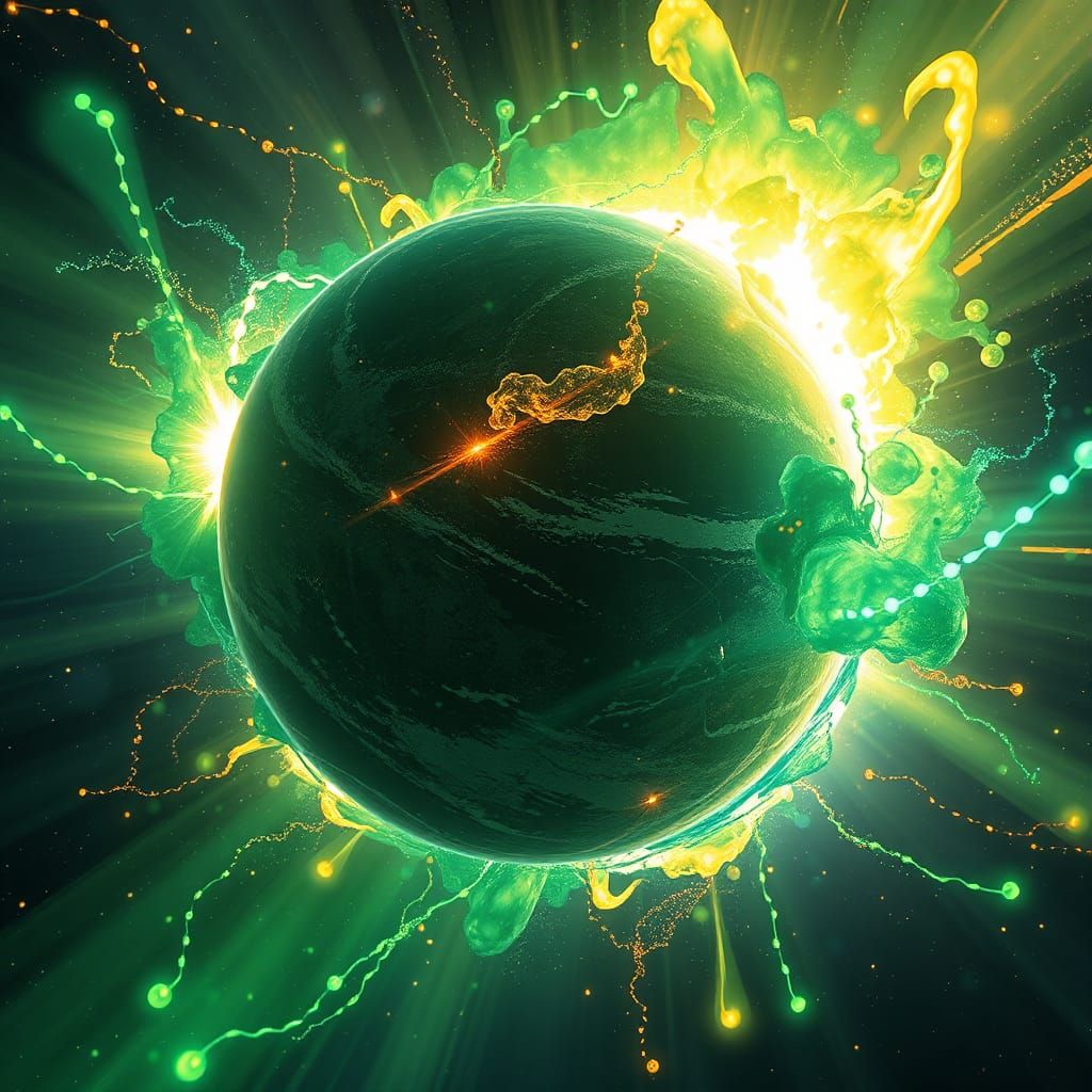 Exploding Earth with Anime-Style Magical Energy