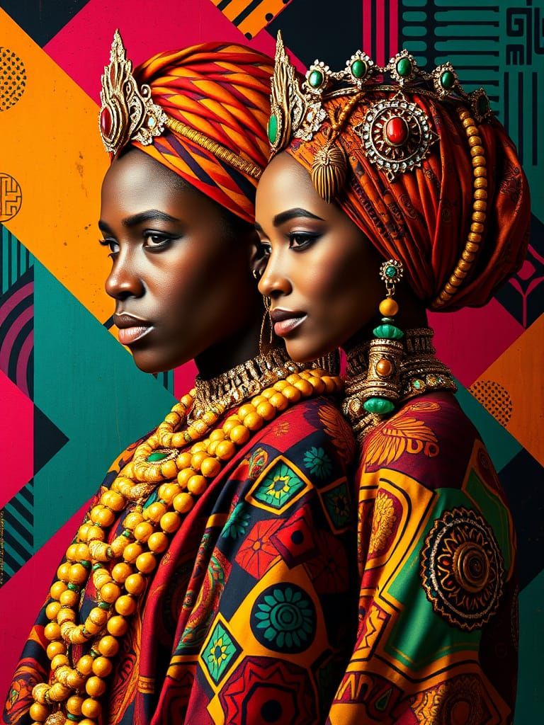 Regal African Beauty in Art Deco Opulence