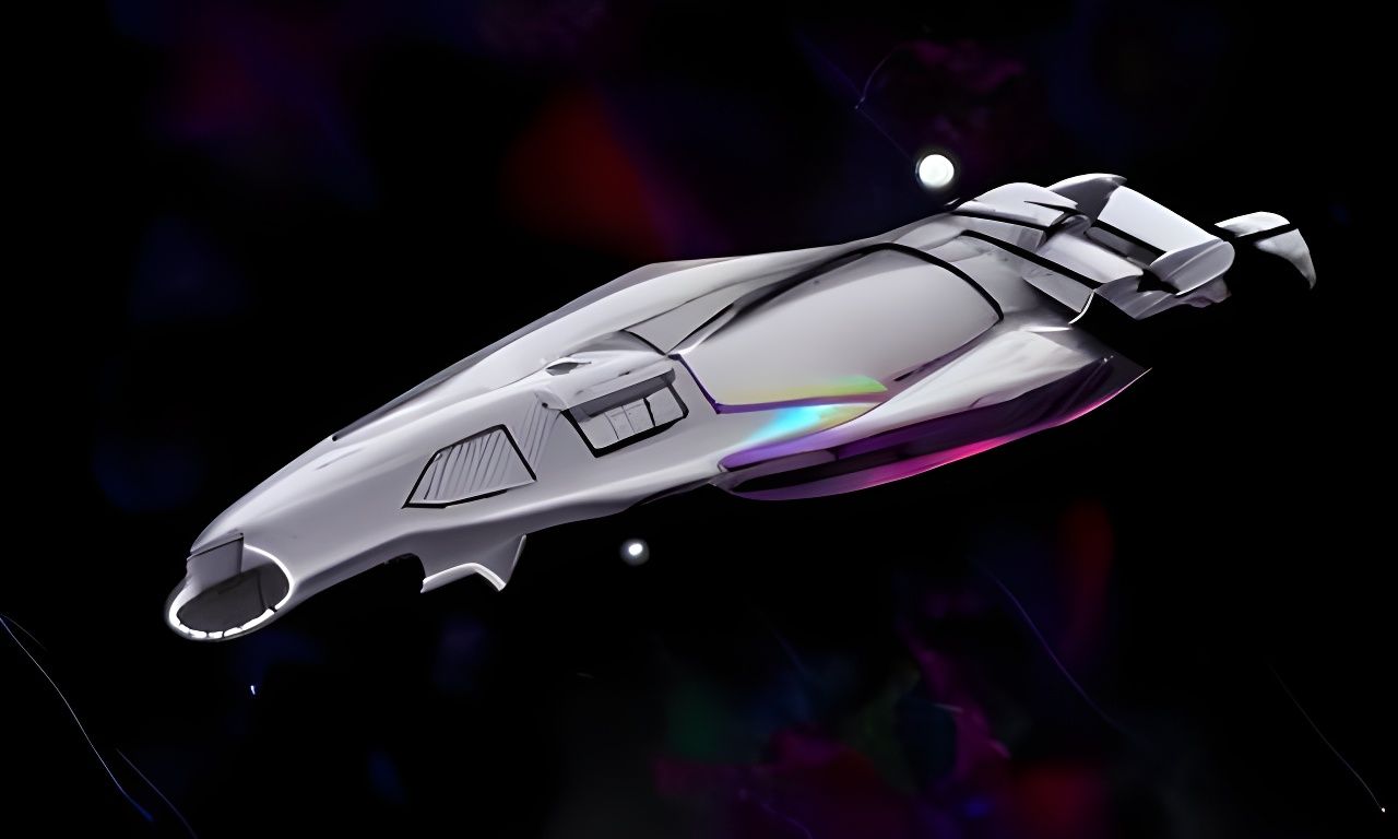 Futuristic Spaceship Soaring Through Space