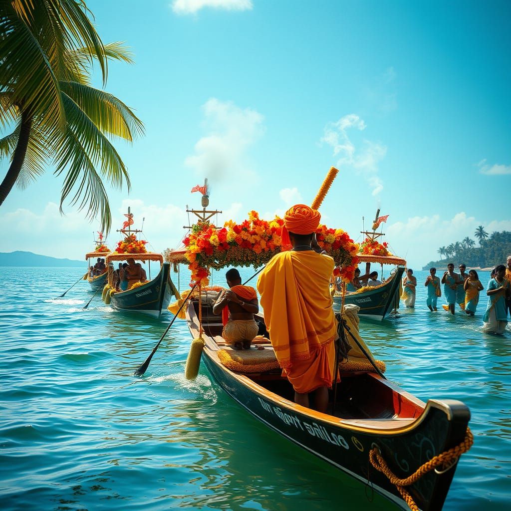 Sri Lankan Fishing Boats Blessed in Vibrant Coastal Festival