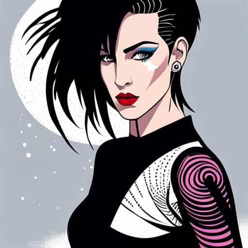 Punk Woman in Polychromatic Speedpaint Style