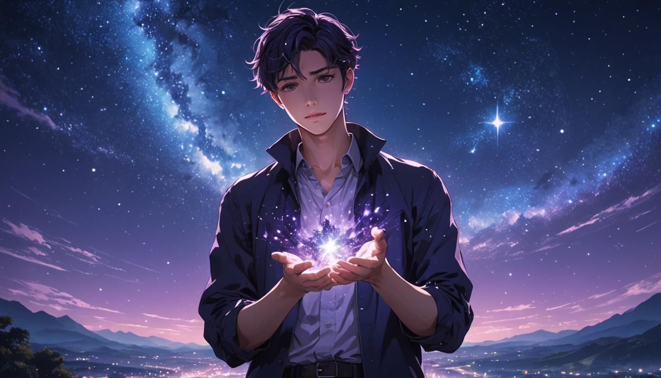 Stardust Night: Anime Style Starry Sky Portrait