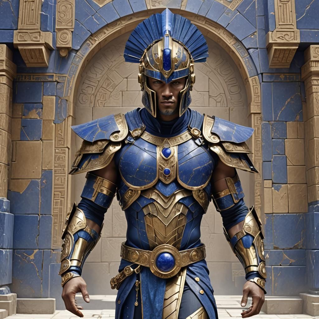 Surreal Cyborg with Lapis Lazuli Helmet