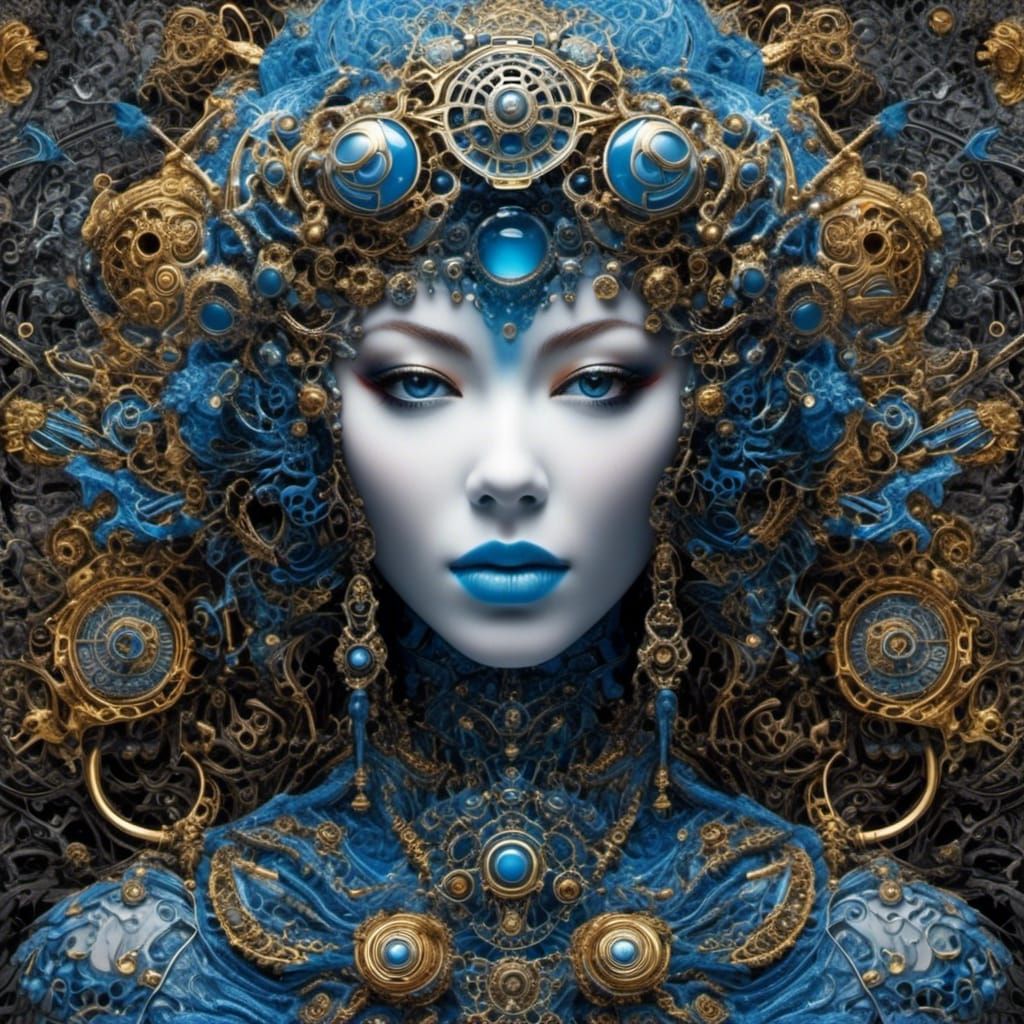 Abstract Psychedelic Dreamscape with Floral Elements