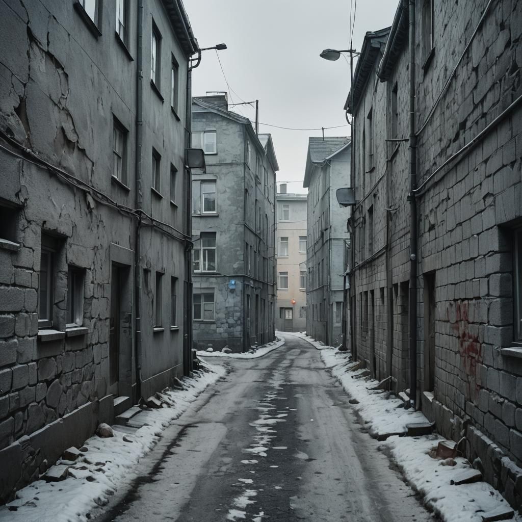 Frosty Northern Alley in Cinematic Style