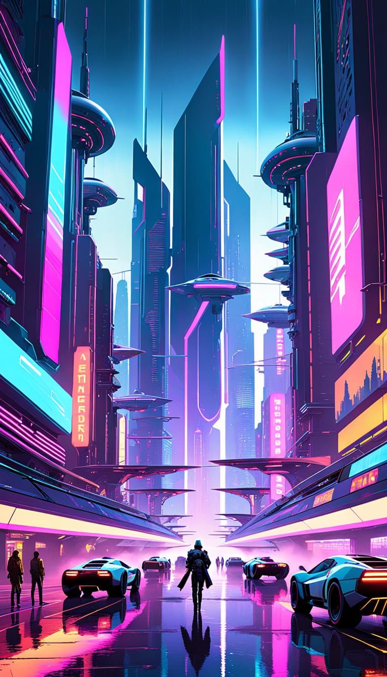 Cyberpunk Metropolis at Night: A Futuristic Urban Dystopia