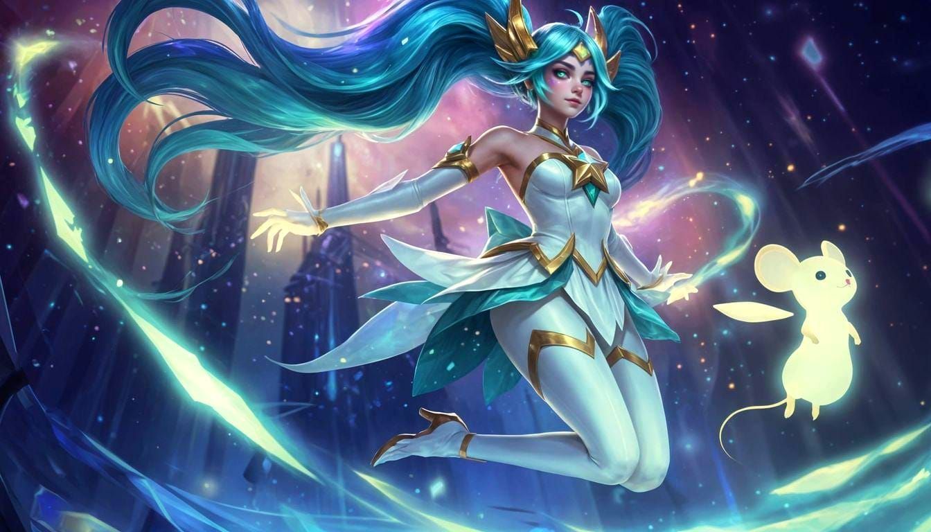 Star Guardian Sona in Cosmic Cityscape