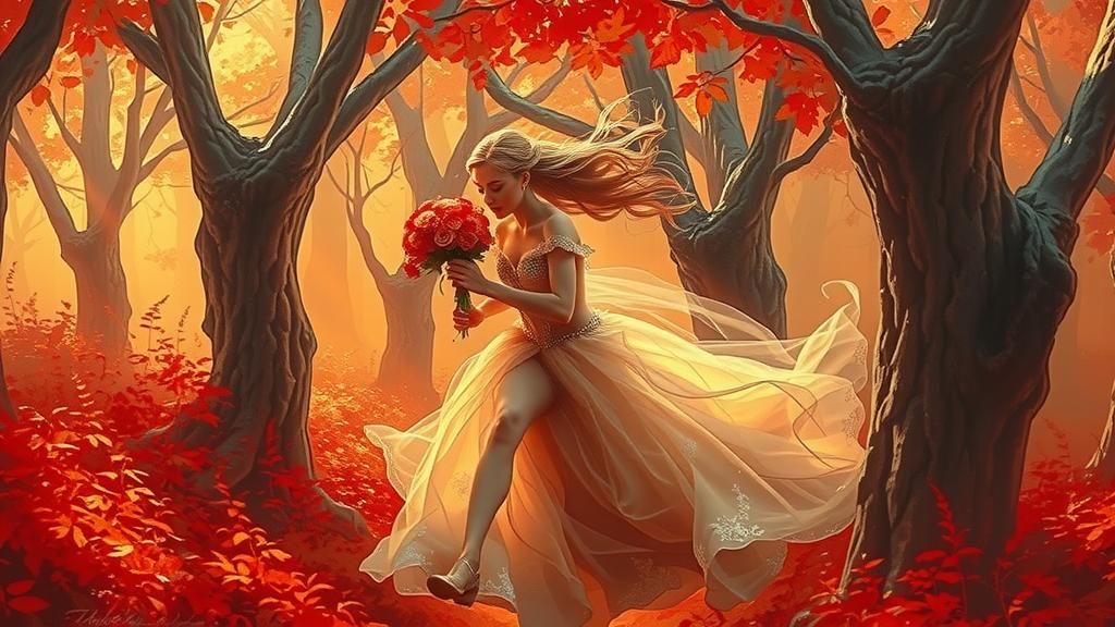 Princess Running Through Forest in Cinematic Style