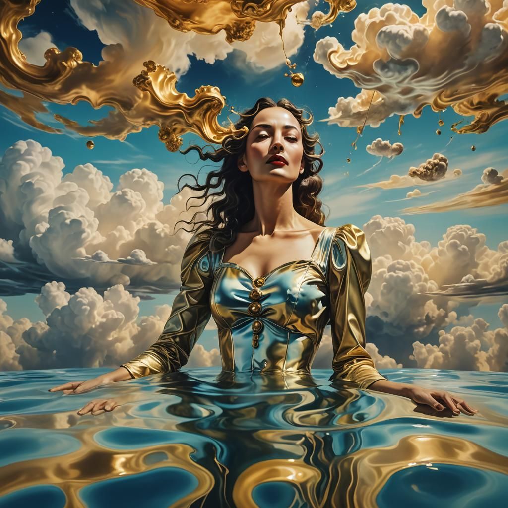 Dreamlike Surrealism: Woman Floating in Dreamscape