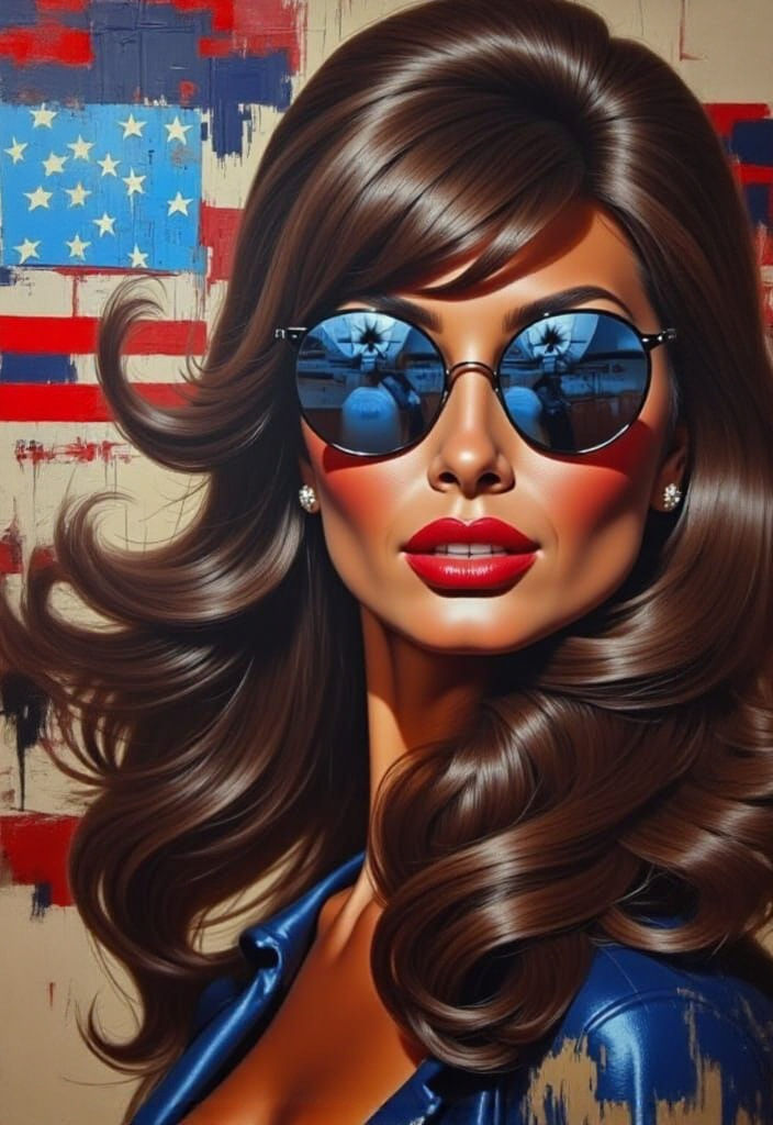 Abstract Expressionist Portrait of a Woman with Red Lipstick