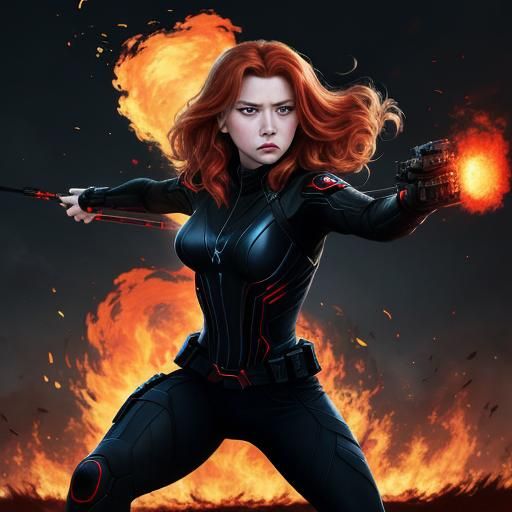 Black Widow in Flames: Dynamic Digital Rendering