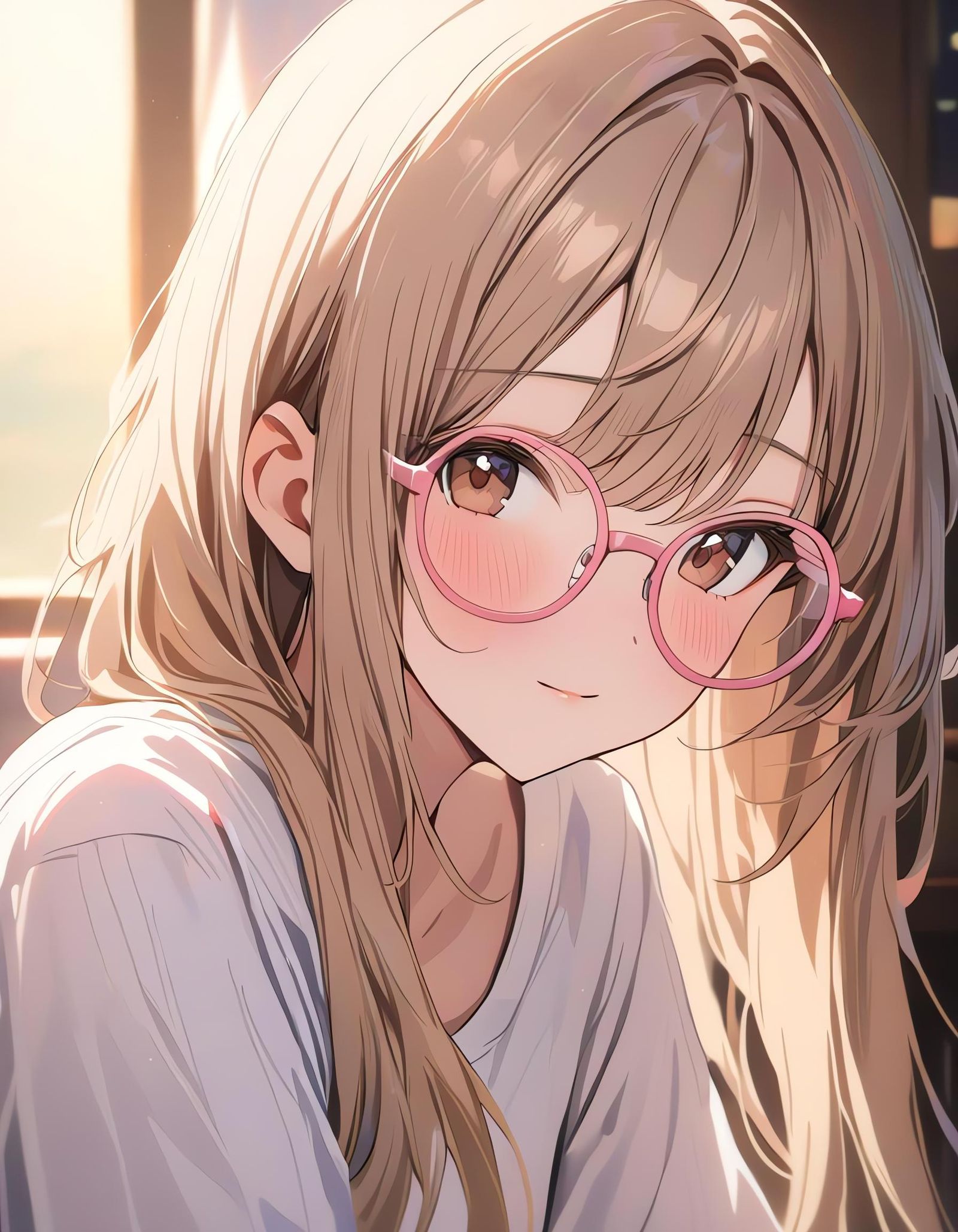 Aesthetic Close-Up of Girl with Pink Glasses