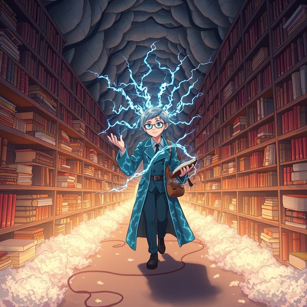 Dreamlike Dryer Lint Library in Cartoon Style