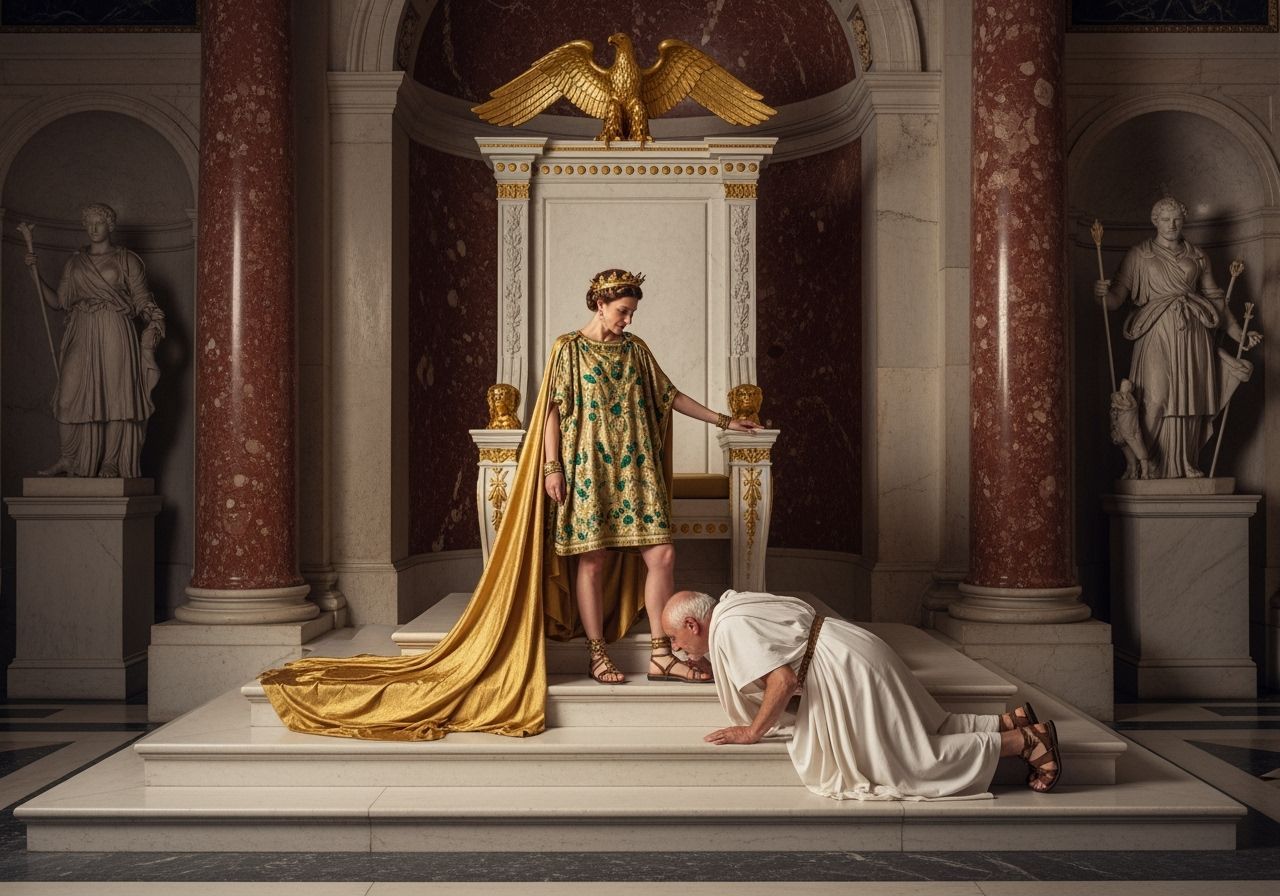 Empress Messalina on her Throne in Hyperrealistic Style