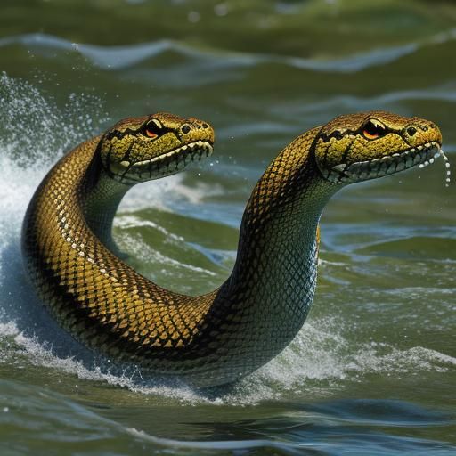 Cottonmouth Snake Emerges: Hyperreal Sharp Focus